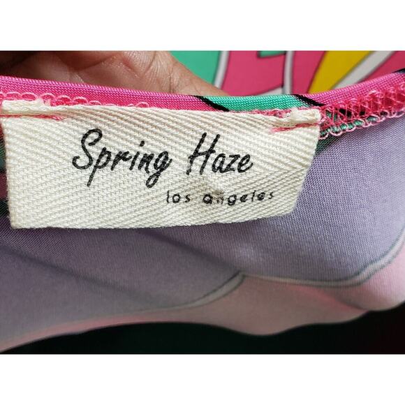 Spring Haze Long Maxi Dress Women's S Multicolor Floral Cutout Open Back V Neck - Picture 4 of 11